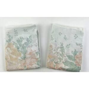 Vntge Cannon pillowcases pair set 2 roses flowers Standard USA Pink green purple